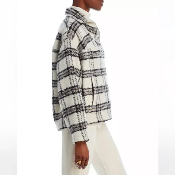 IRO Paris Bika Checked Wool-Blend Half-Zip Sweater Plaid NWT Size 38 - Picture 13 of 16